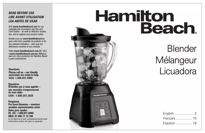 Page n°1 - Manuel utilisateur Hamilton Beach Digital Smoothie 56207
