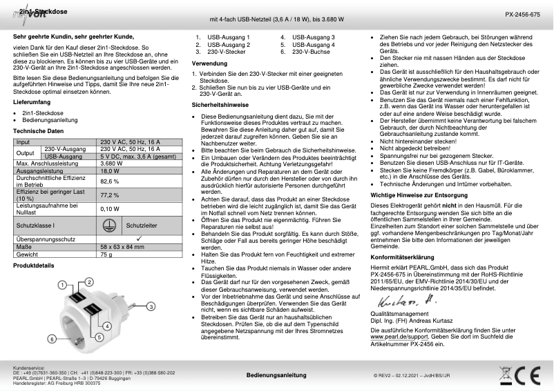 Page n°1 - Manuel utilisateur Revolt PX-2457-944