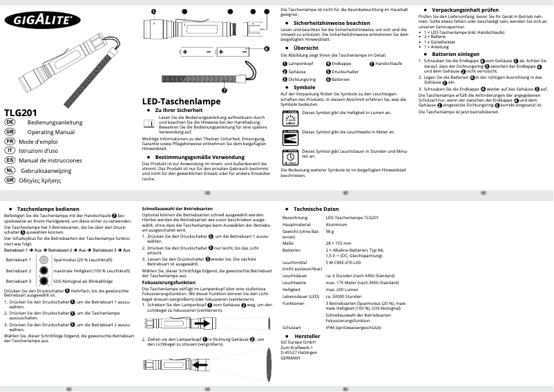 Image de la première page du manuel de l'appareil TLG201