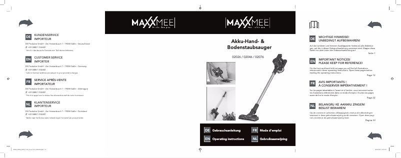 Page 1 de la notice Manuel utilisateur Maxxmee 02026