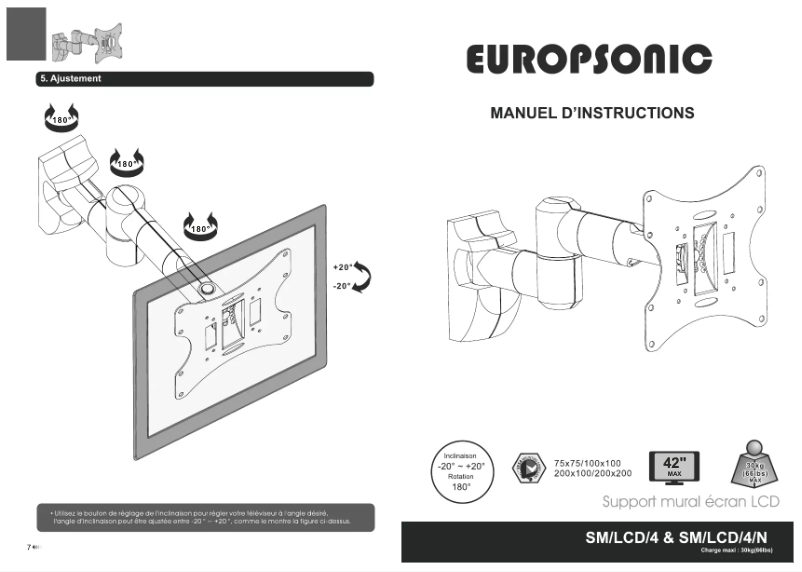 Page n°1 - Manuel utilisateur Europsonic SM/LCD/7/N