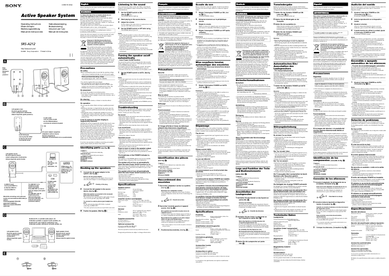 Page 1 de la notice Manuel utilisateur Sony SRS-A212