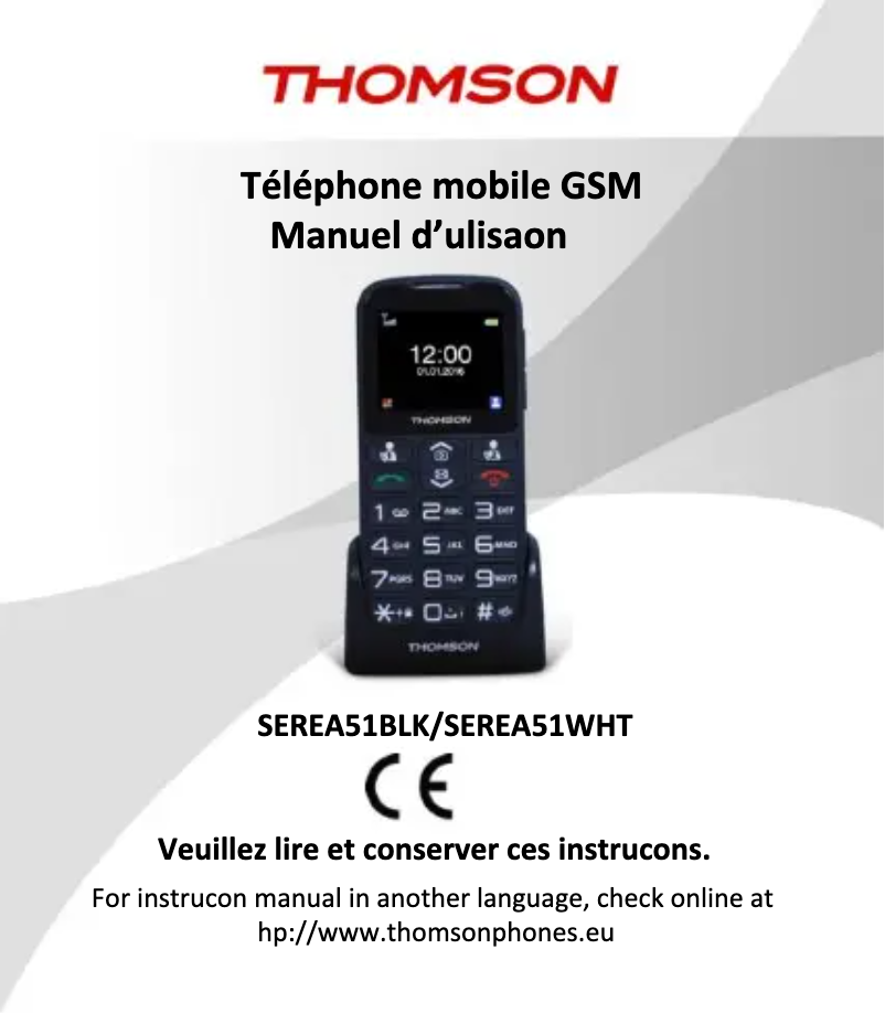 Page 1 de la notice Manuel utilisateur Thomson SEREA51