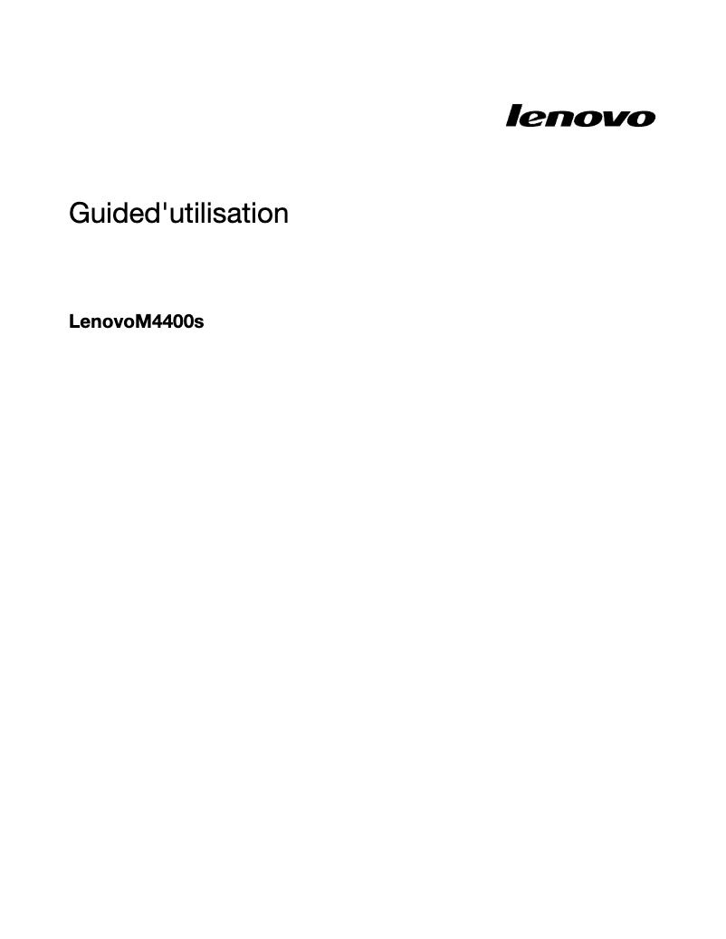 Page n°1 - Manuel utilisateur Lenovo M4400s