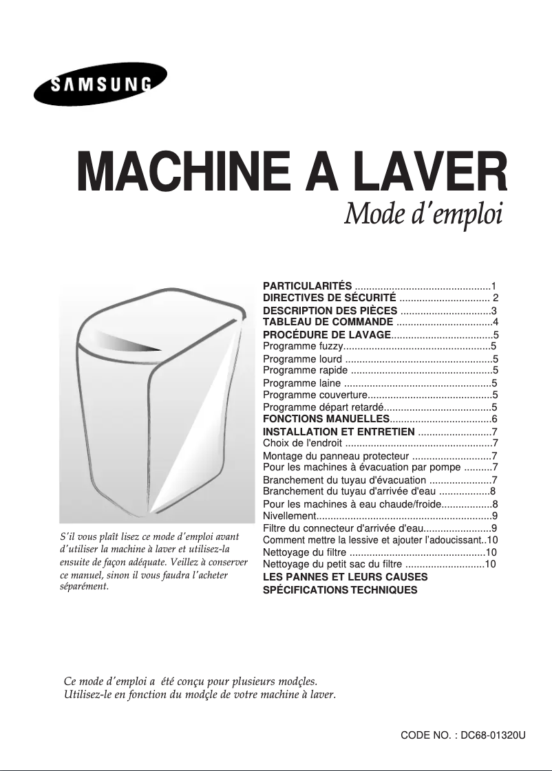 Página 1 del manual Manual de usuario Samsung WA80K2Q1