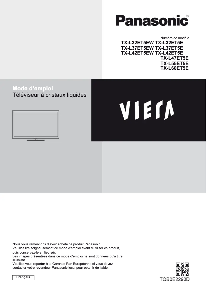 Image de la première page du manuel de l'appareil Viera TX-L60ET5E