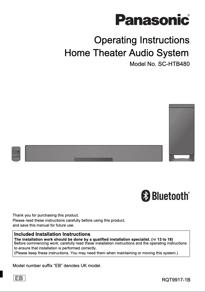 Page n°1 - Manuel utilisateur Panasonic SC-HTB480