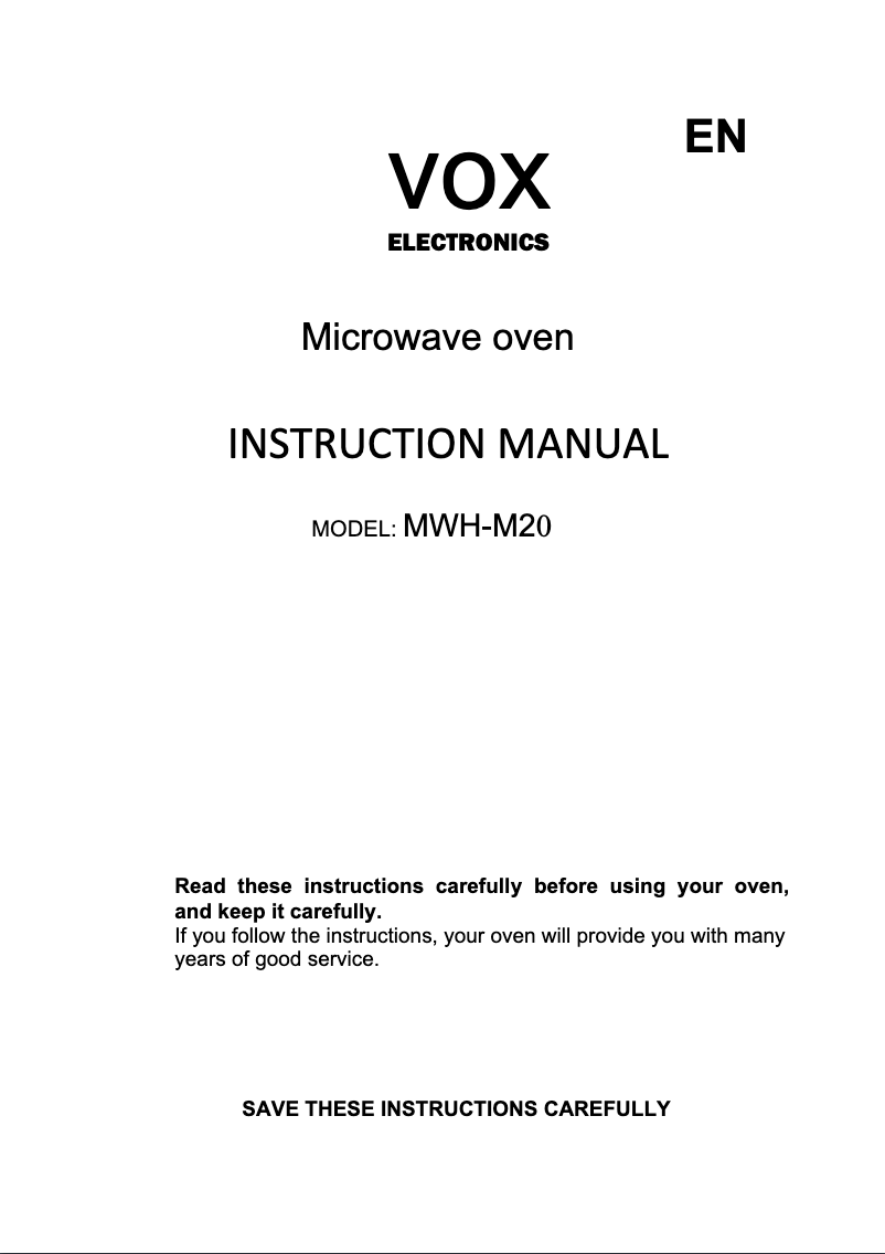 Image de la première page du manuel de l'appareil MWH-M20