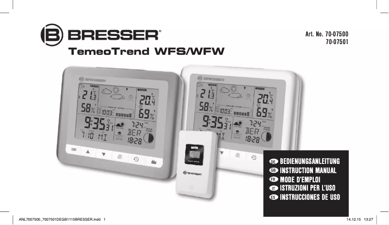Page 1 de la notice Manuel utilisateur Bresser TemeoTrend WFW