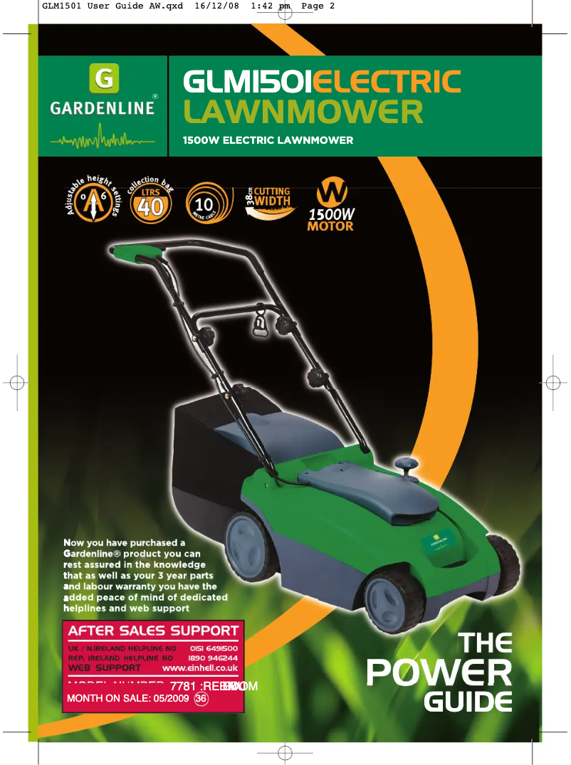 Page n°1 - Manuel utilisateur Gardenline GLM 1501