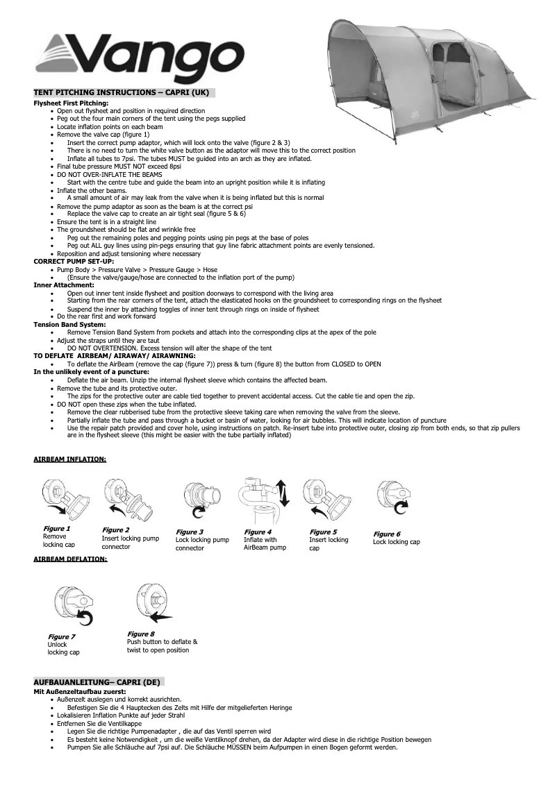 Página 1 del manual Manual de usuario Vango Capri 500XL