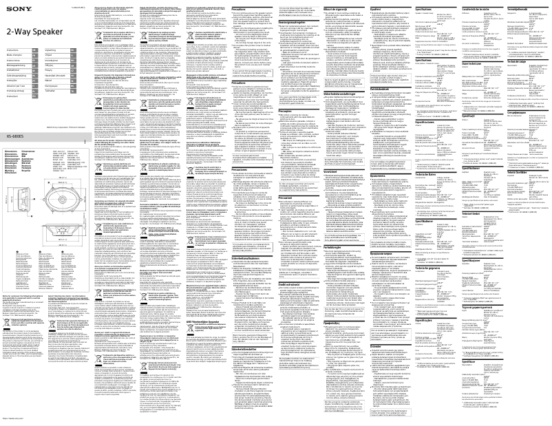 Page n°1 - Manuel utilisateur Sony XS-680ES