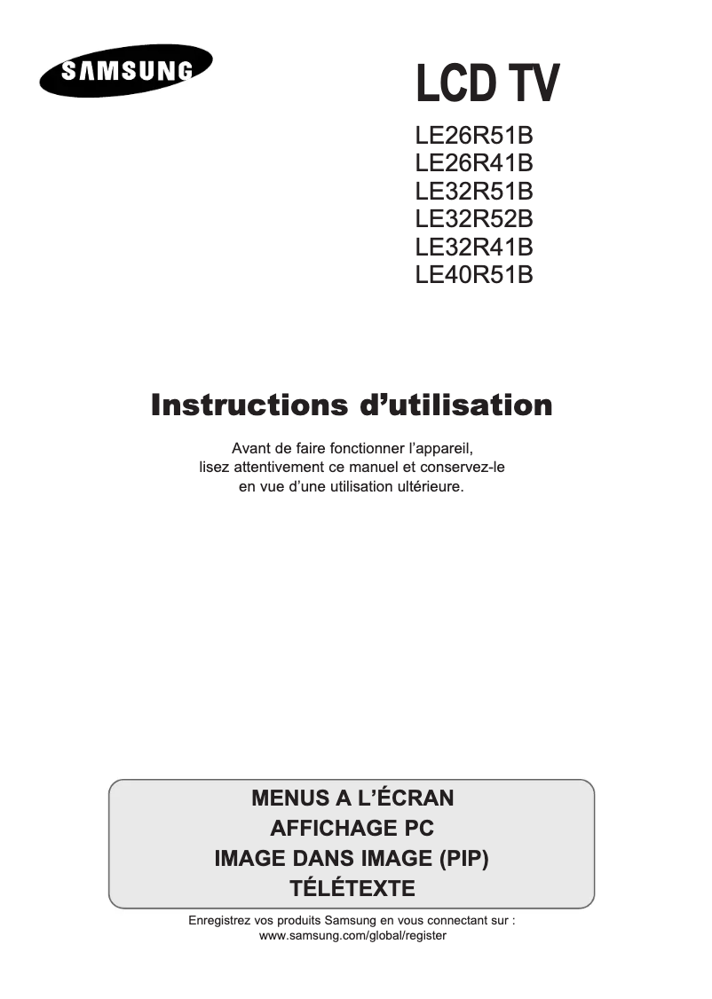 Page n°1 - Manuel utilisateur Samsung LE26R51BH