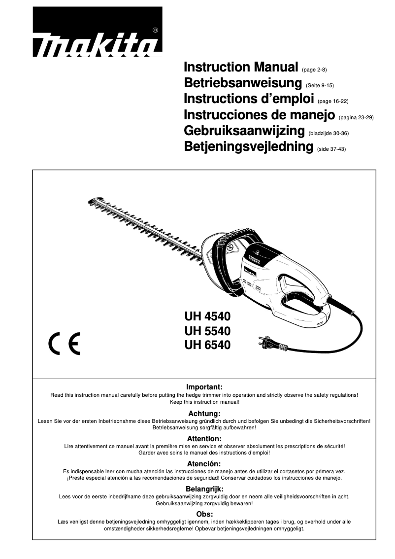 Image de la première page du manuel de l'appareil UH5540
