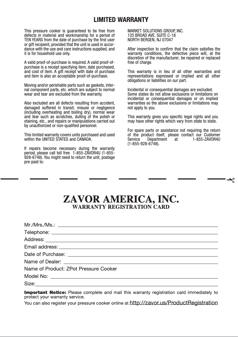 Image de la première page du manuel de l'appareil ZPot ZCWSP02