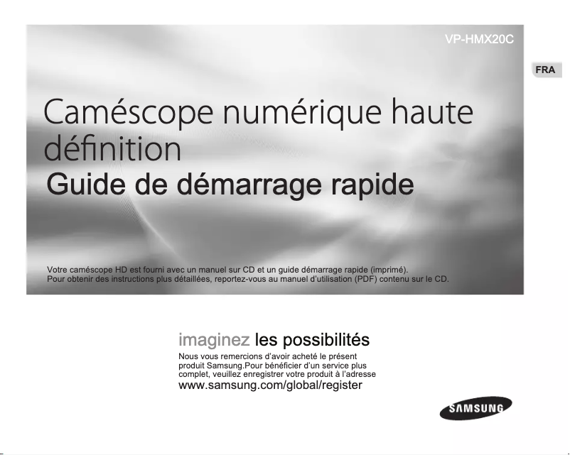 Page 1 de la notice Guide d'installation Samsung VP-HMX20C