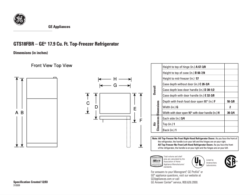 Imagen de la primera página del manual del dispositivo GTS18FBRCC