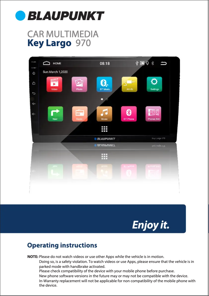 Page 1 de la notice Manuel utilisateur Blaupunkt Key Largo 970