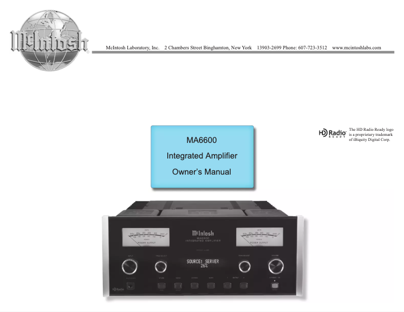 Page n°1 - Manuel utilisateur McIntosh MA6600