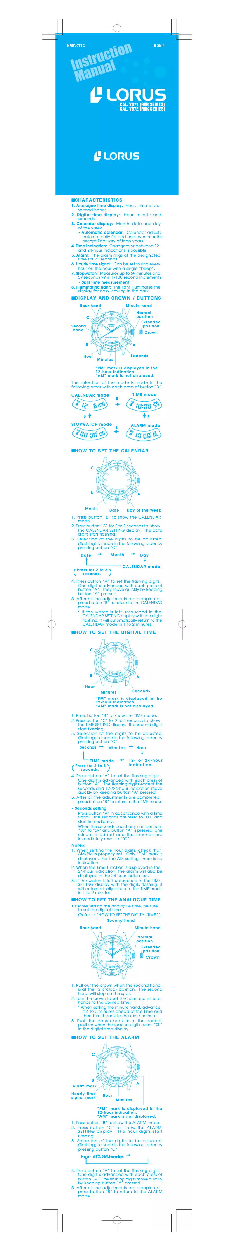 Image de la première page du manuel de l'appareil V071