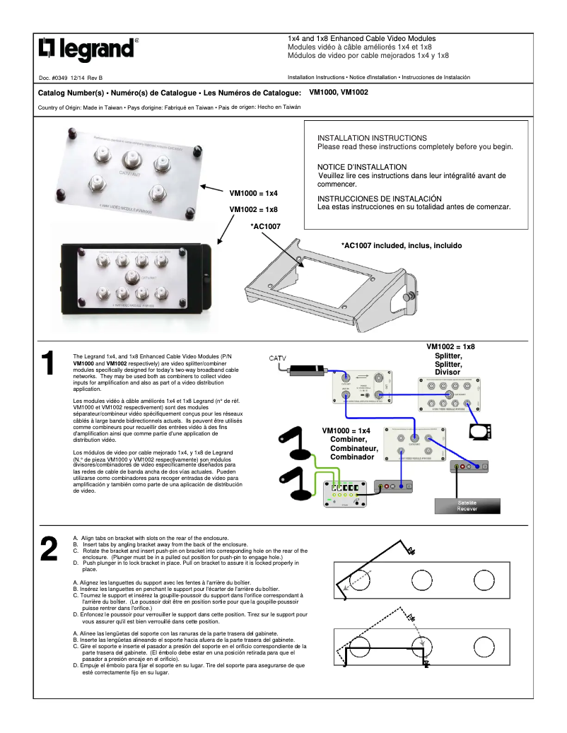 Page 1 de la notice Manuel utilisateur On-Q VM1002