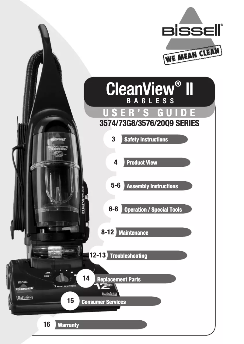 Page 1 de la notice Manuel utilisateur Bissell CleanView 3576
