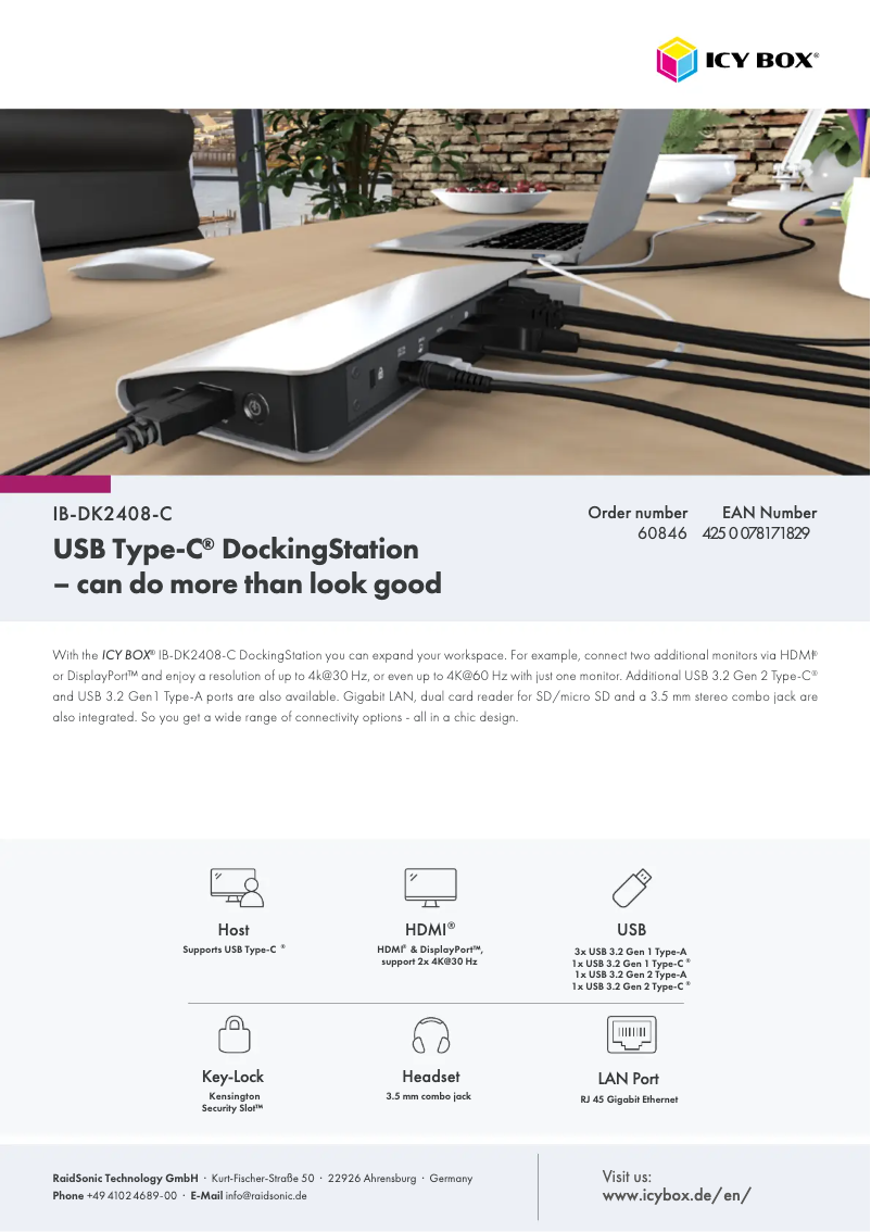 Página 1 del manual Ficha técnica Icy Box IB-DK2408-C