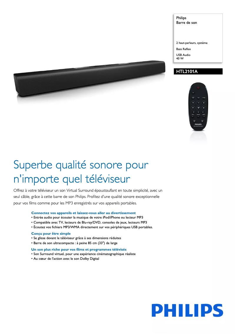 Image de la première page du manuel de l'appareil HTL2101A
