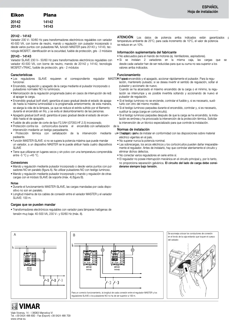 Page n°1 - Manuel utilisateur Vimar 14142