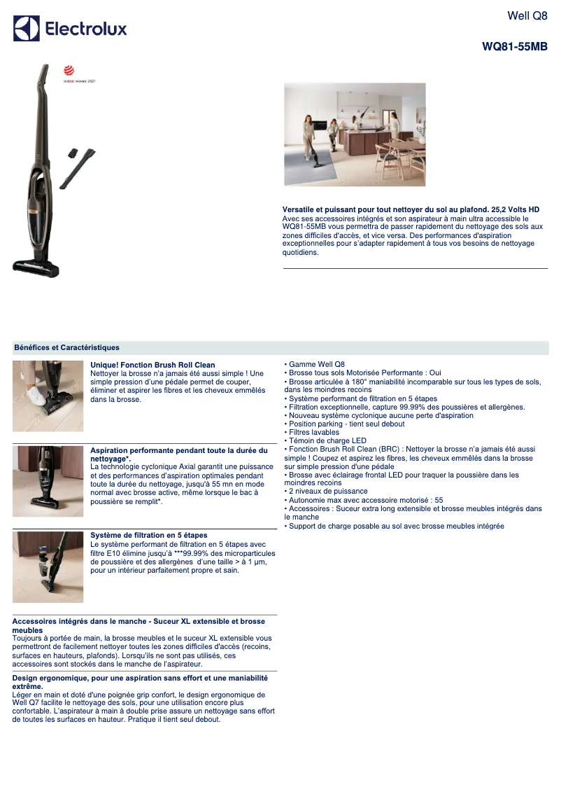 Página 1 del manual Ficha técnica Electrolux Well Q8