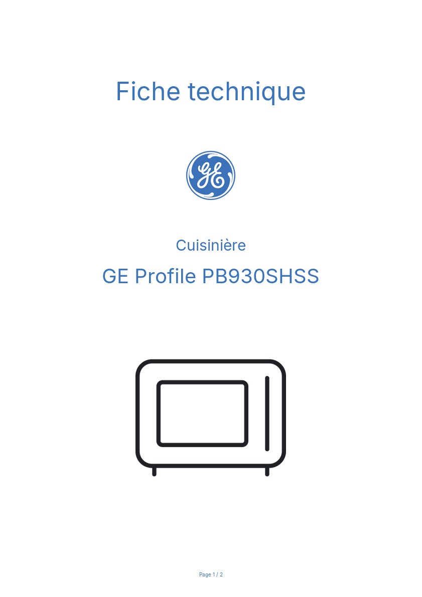 Image de la première page du manuel de l'appareil Profile PB930SHSS