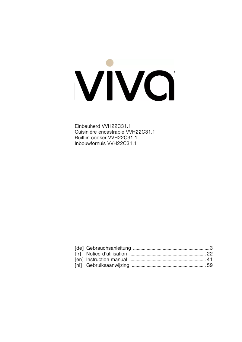 Page n°1 - Manuel utilisateur Viva VVH22C3151