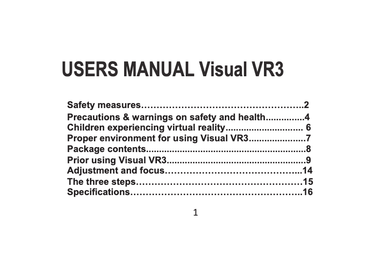 Image de la première page du manuel de l'appareil Visual VR3