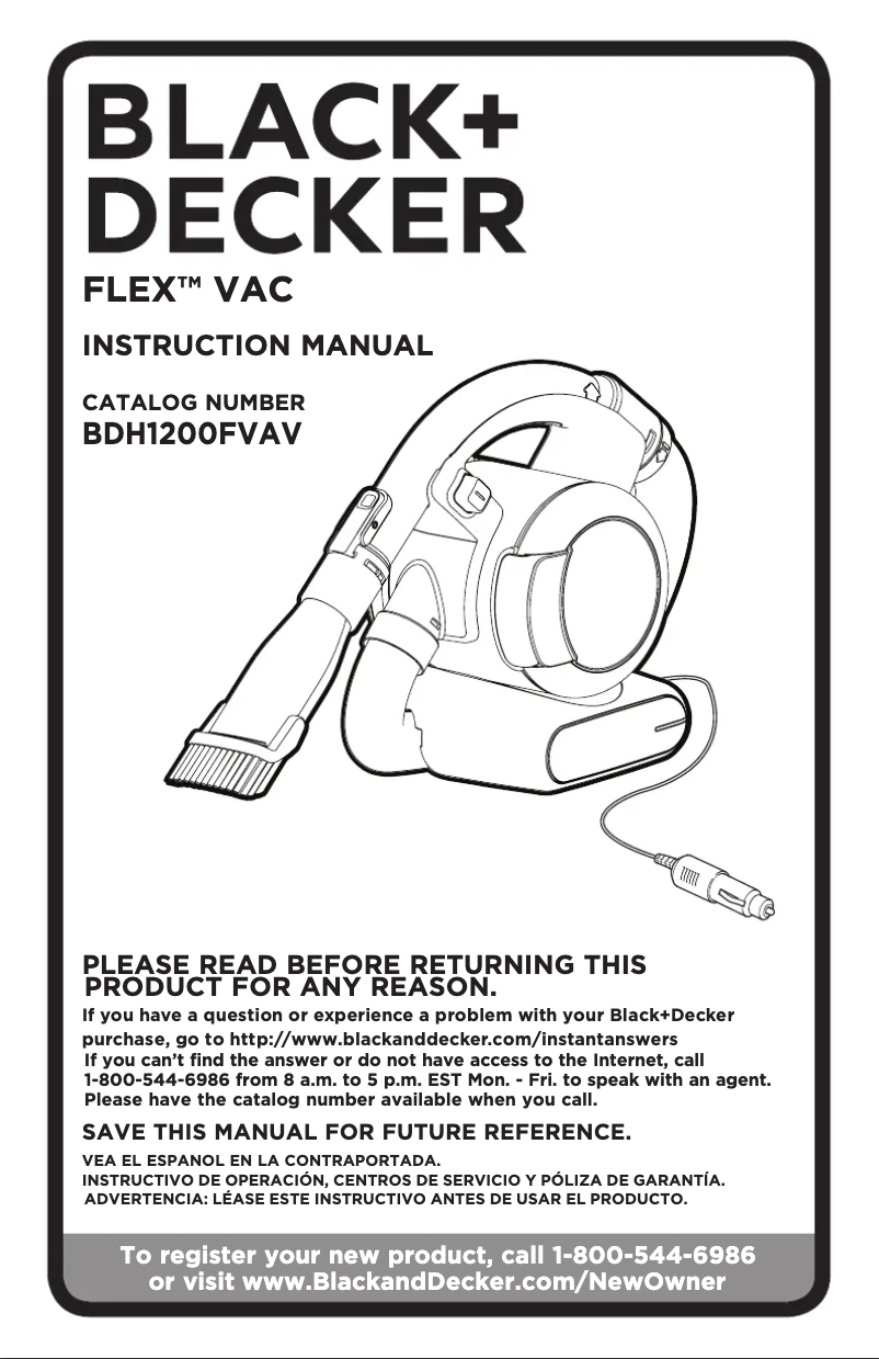 Page n°1 - Manuel utilisateur Black & Decker BDH1200FVAV