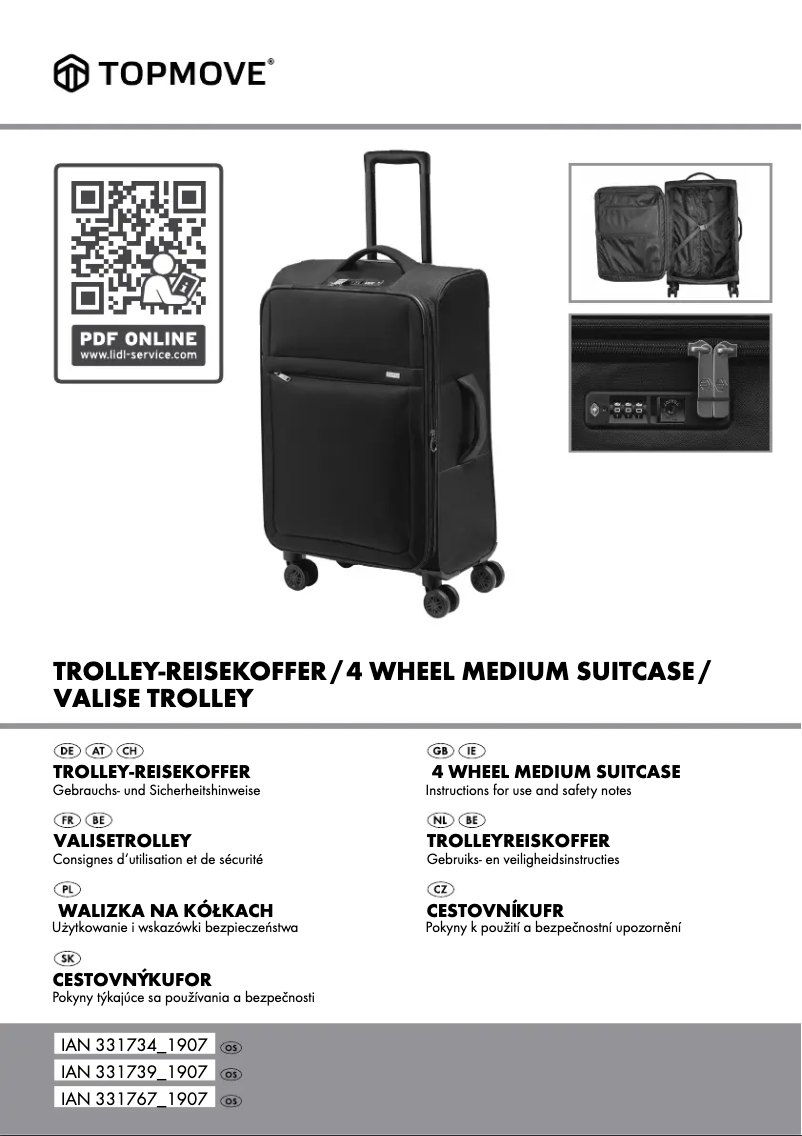 Page n°1 - Manuel utilisateur Topmove IAN 331757