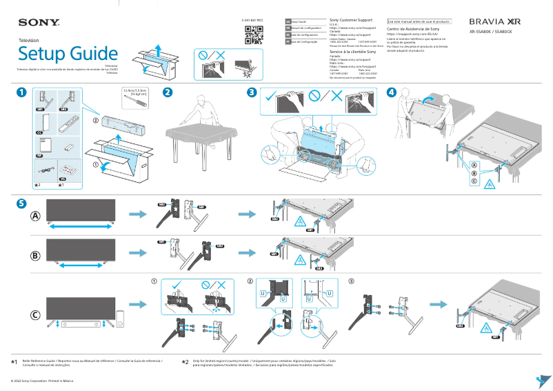 Página 1 del manual Guía de instalación Sony XR-55A80K