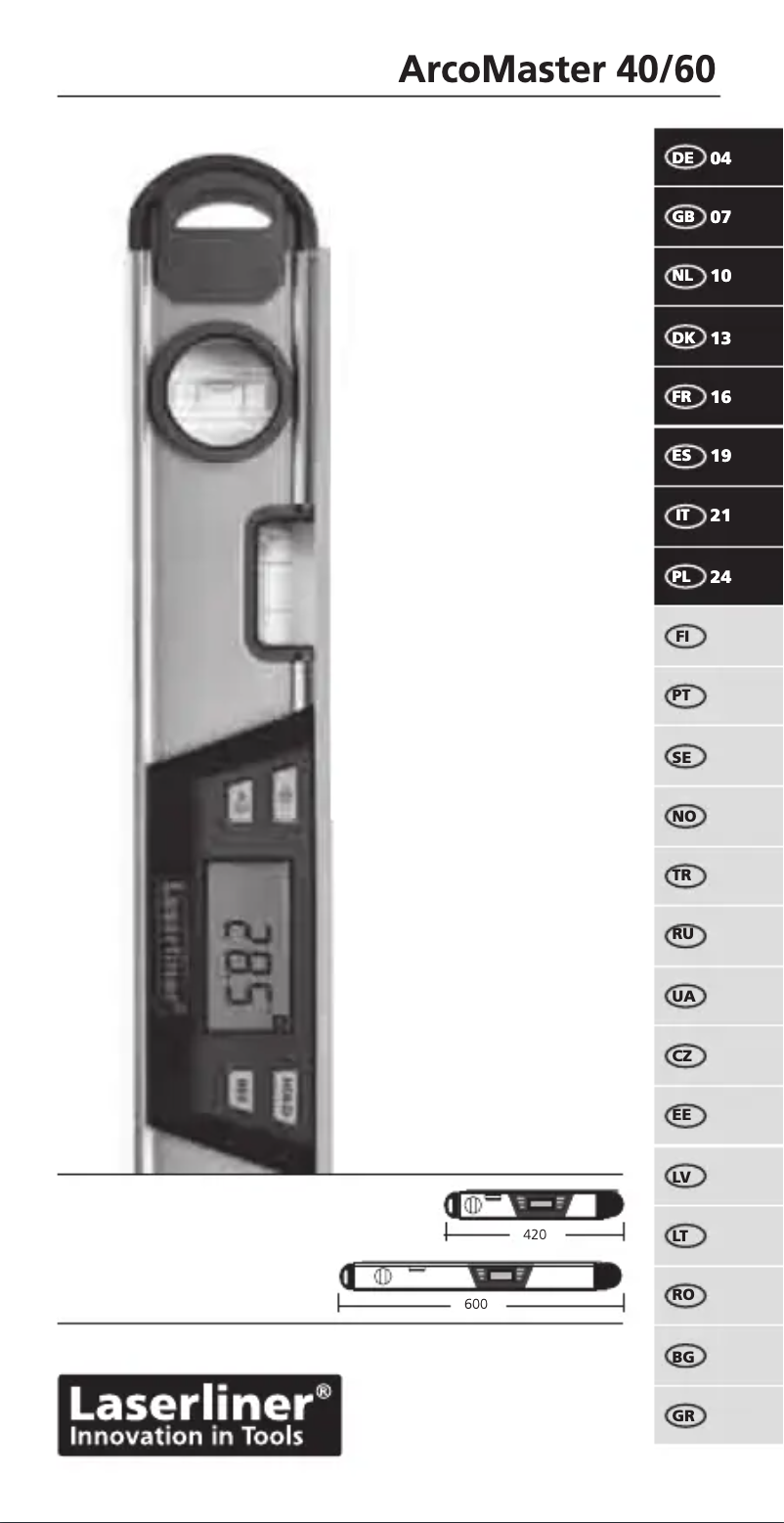 Page 1 de la notice Manuel utilisateur Laserliner ArcoMaster 40