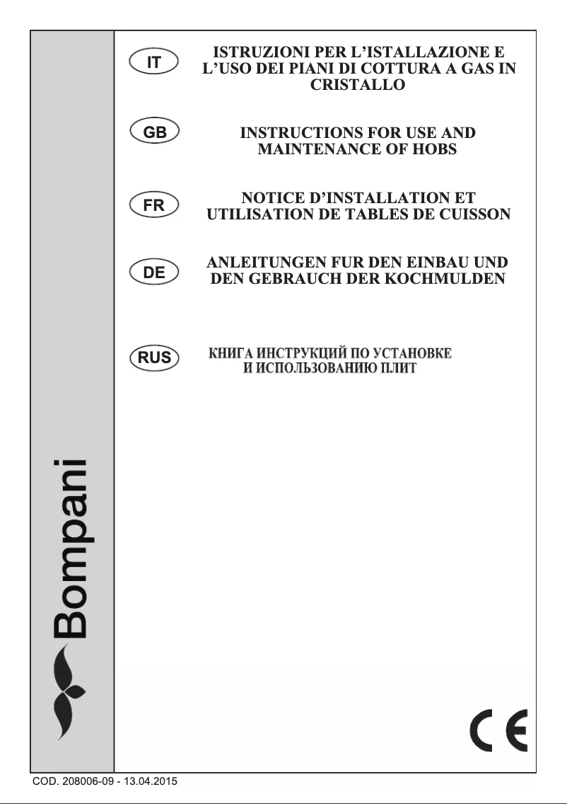 Page n°1 - Manuel utilisateur Bompani BO219VDN