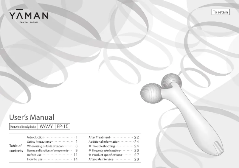 Page 1 de la notice Manuel utilisateur YA-MAN Wavy