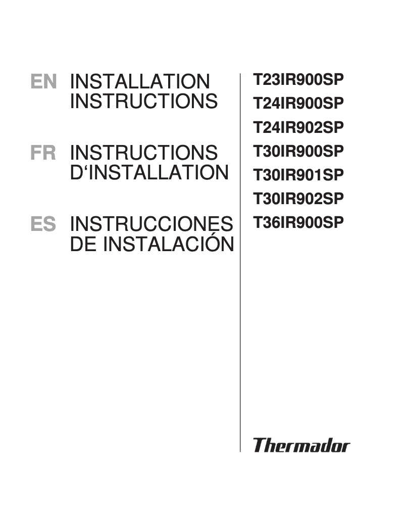 Image de la première page du manuel de l'appareil T30IR900SP