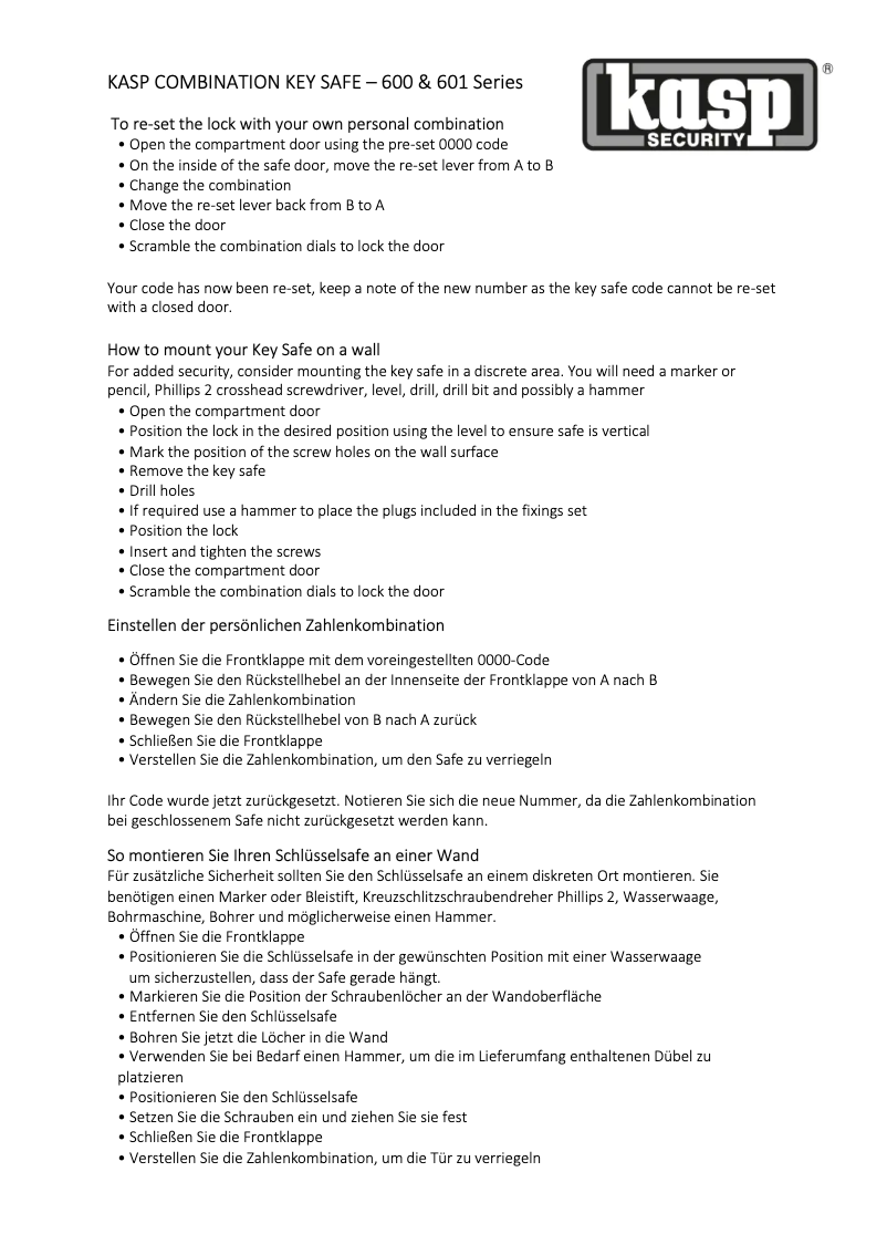 Page 1 de la notice Manuel utilisateur Kasp K60175D