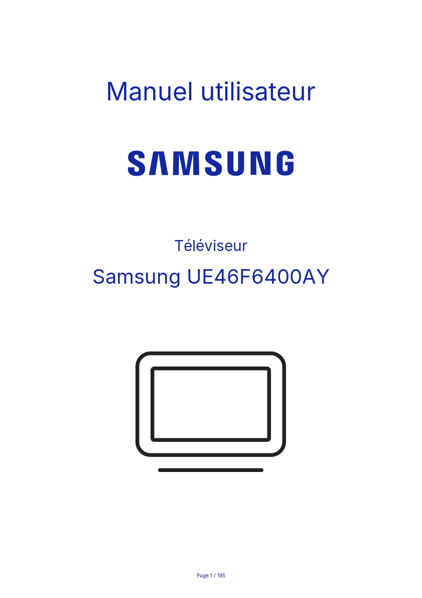 Page n°1 - Manuel utilisateur Samsung UE46F6400AY