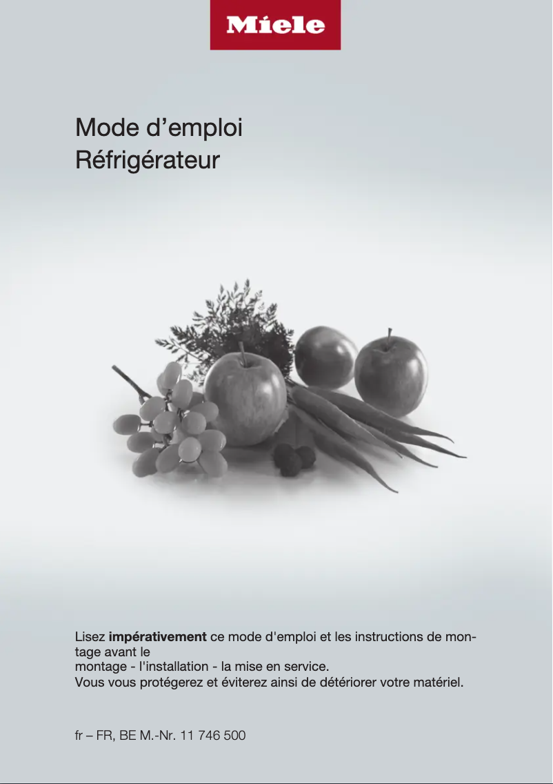 Page 1 de la notice Manuel utilisateur Miele K 7734 F