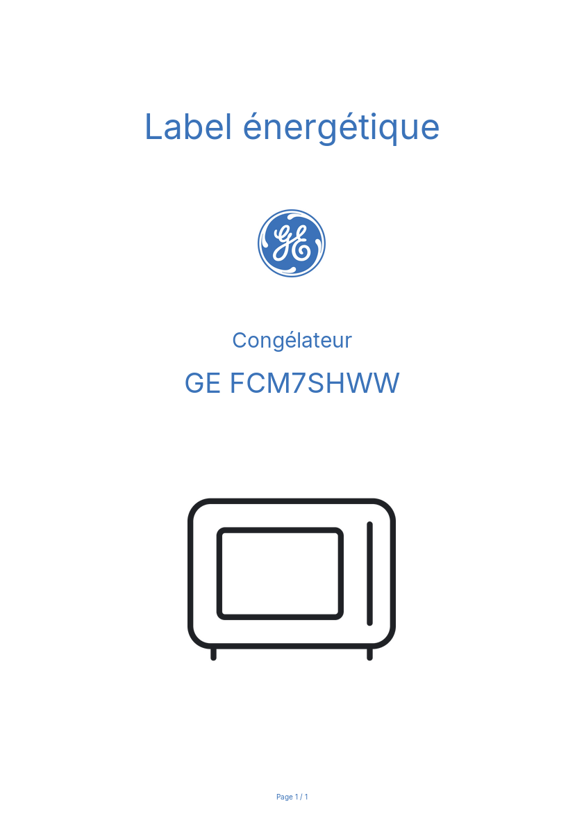 Page n°1 - Label énergétique GE FCM7SHWW