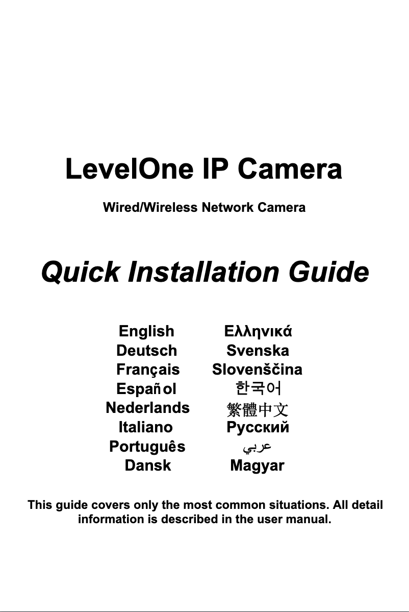 Page 1 de la notice Manuel utilisateur LevelOne FCS-0020