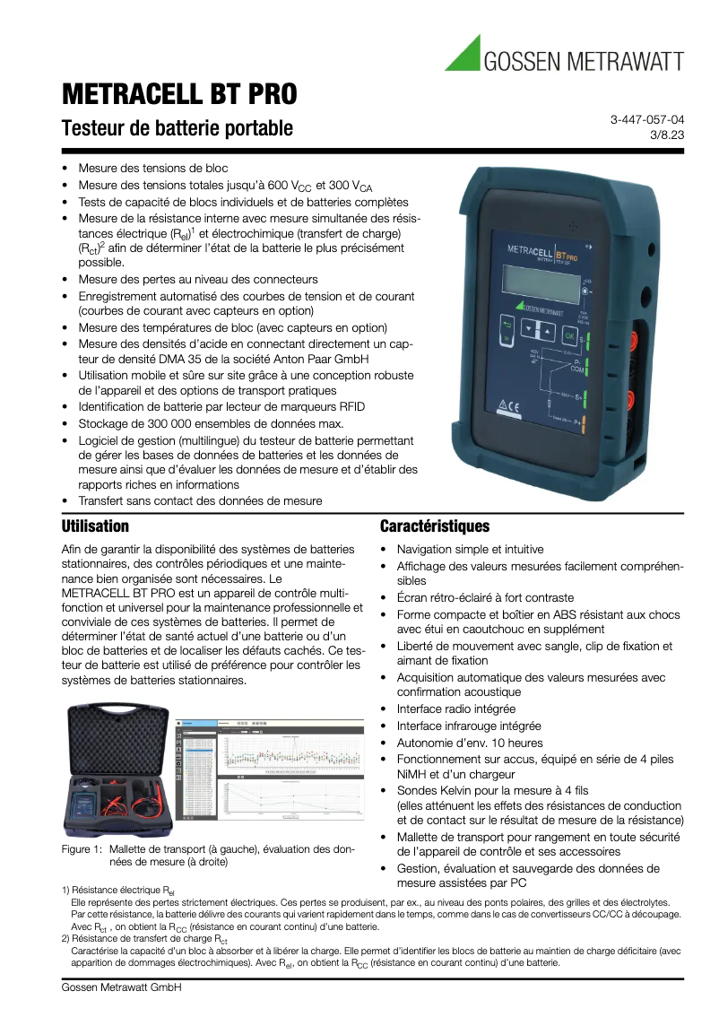 Image de la première page du manuel de l'appareil METRACELL BT PRO