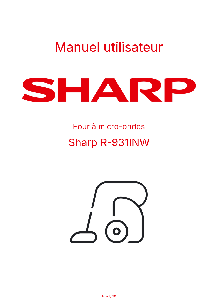 Image de la première page du manuel de l'appareil R-931INW