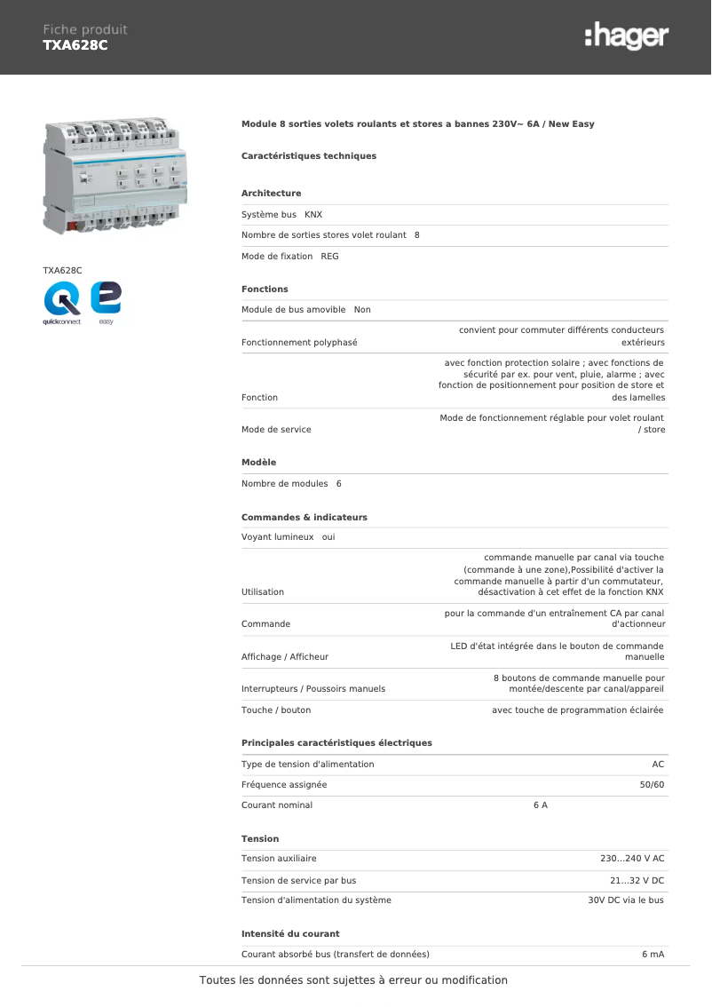 Image de la première page du manuel de l'appareil TXA628C