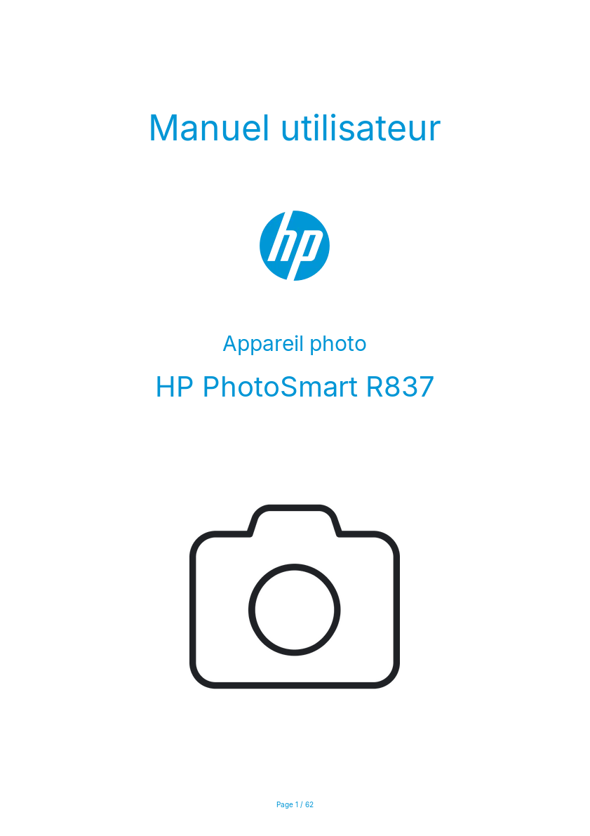 Page n°1 - Manuel utilisateur HP PhotoSmart R837