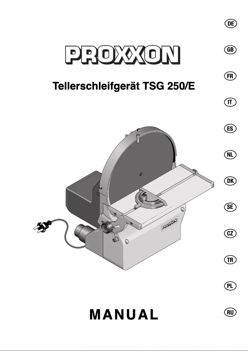 Página 1 del manual Manual de usuario Proxxon TSG 250/E
